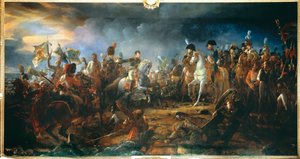 1805年2月12日のアウステルリッツの戦い。敵から奪った旗を提示するラップ将軍 絵画：フランソワ・ジェラール（1770-1837） 1805年 日2,1x9,58 m.