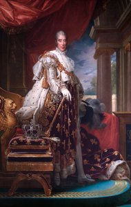 戴冠式のローブを着たフランス国王シャルル 10 世の肖像、1824 年頃。