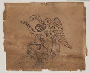 リュートを持つ寓意的人物像 1825年頃 紙にインク、チョーク 作： Francois Rude