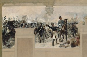 パンタン市庁舎のスケッチ：コンパンス将軍による1814年のパンタン防衛戦 作： Francois Schommer