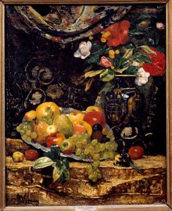 花と果実。 フランソワ ヴェルネイ (1821-1896) の絵画 作： Francois Vernay