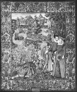 アンリ3世（1551-89）とルイーズドロレーヌ（1553-1601）の水祭りブリュッセルワークショップ、1580年頃 作： Francois after Quesnel