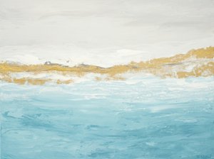 抽象画「ブルー・ゴールドの海景」 作： Françoise Wattré