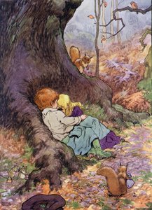 The Babes in the Wood」のイラスト（カラーリトグラフ 作： Frank Adams