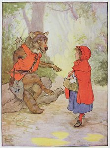 赤ずきんと狼、フランク・アダムスの「美しい童謡、物語と絵の本」のイラスト、Blackie und Sonから出版