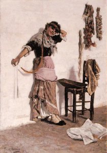 ヴェネチアのマーケットガール 作： Frank Bramley