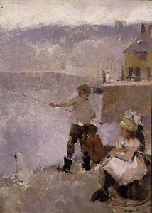 波止場での釣り 作： Frank Bramley
