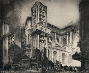 「聖ニコラス・デュ・シャルドネ教会」、1915年 作： Frank Brangwyn