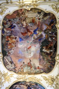 シェーンブルン宮殿の大ギャラリーの天井フレスコ画、「武闘の寓意」、ウィーン、オーストリア
2024年（写真） 作： フランク・バフェリール