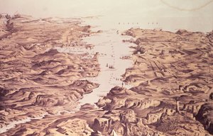 港とセバストポルの港の北側と南側のパノラマビュー。スタナードとディクソン、1855 作： Frank C. Hughes