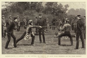 サウスウェールズ国境地帯のチームとウェールズ連隊の試合、アルダーショットでの銃剣戦 作： Frank Dadd