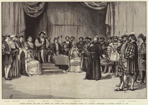 ワームでの食事の前のルター、1521年1883年10月30日、ワームで行われたルターの歴史劇の場面