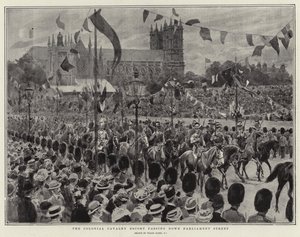 国会議事堂を下ったコロニアル騎兵隊の護衛 作： Frank Dadd