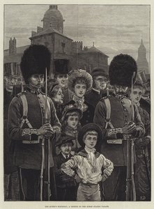 女王の誕生日、ホースガードパレードのスケッチ 作： Frank Dadd