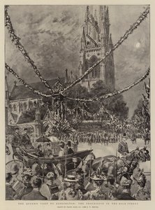 女王のケンジントン訪問、ハイストリートの行列 作： Frank Dadd