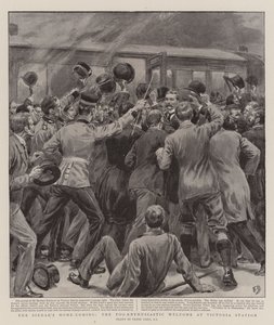ビクトリア駅でのサーダーの帰郷、熱狂的な歓迎 作： Frank Dadd