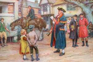 ニュースを読むタウンクライヤー、1925年頃（スクリーンプリント 作： Frank Dadd