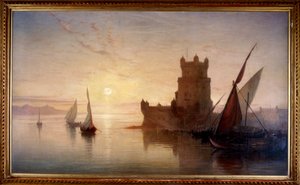 リスボン - バレム城、1850年。 作： Frank Dillon