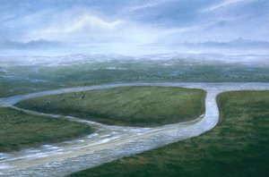 コルネ川の谷、イングランド南部、紀元前 8000 年 作： Frank Gardiner