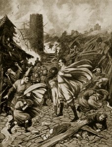 1091年の旋風、「ハッチンソンのイギリス国民の物語」のイラスト、1920年頃（リソ） 作： Frank Gillett
