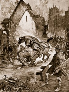 ウィリアムはマンテスで致命傷、「ハッチンソンのイギリス国民の物語」、1920年頃のイラスト 作： Frank Gillett