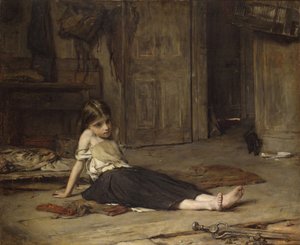 炉辺の少女、1867 作： Frank Holl