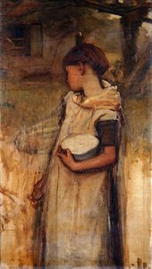 花を持つ少女」（油彩・キャンバス 作： Frank Holl