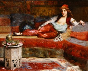 オリエンタルフラワー、c.1890-1899（キャンバスに油彩） 作： Frank Holman