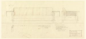 リビング ルーム ダベンポート、ヘンリー J. アレン邸、ウィチタ、カンザス州 作： Frank Lloyd Wright