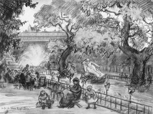 1915年、パレロワイヤルの庭園 作： Frank Milton Armington
