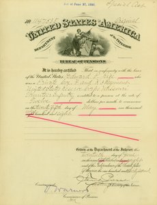 エドワード・パーカー・ライスへの年金受給権の通知（1908年6月20日 作： Frank Pierce