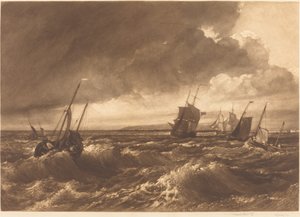 遠くに見えるテムズ川のシェピー島の河口、1891 年。 作： Frank Short