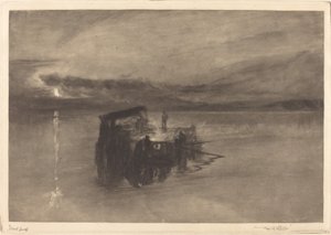 ライン川の材木筏、1898 年。 作： Frank Short