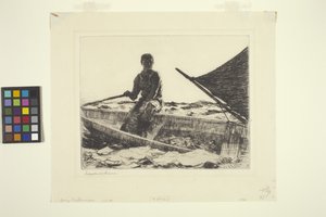 ドリー・フィッシャーマン（紙にインク） 作： Frank Weston Benson