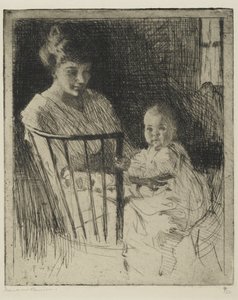 母と子（一部ドライポイントでエッチング） 作： Frank Weston Benson