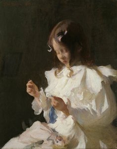 裁縫をする子供の肖像 作： Frank Weston Benson