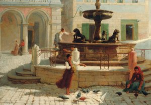 アッシジの年金受給者、1874 作： Frank William Warwick Topham