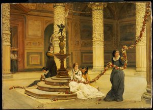祭りの朝-中央イタリア、1876 作： Frank William Warwick Topham