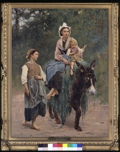 イタリアの農民一家、制作年不詳（油彩・カンヴァス） 作： François Alfred Delobbe