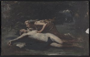 ピュラモスとティスベ 1875年頃（木に油彩） 作： François Alfred Delobbe