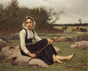 羊飼い、1890 作： François Alfred Delobbe