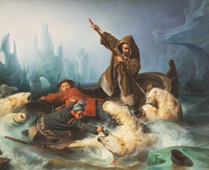 戦うホッキョクグマ（1839年 作： François August Biard
