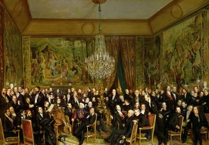 1855年、ルーヴル美術館で開催されたニューウェルケルケ伯爵アルフレッド・エミリアンのサロン（1811-1892年）。