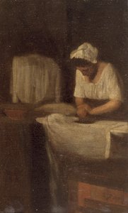 「アイロンをかけている女性」、The Laundress、c1850 作： François Bonvin