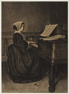 スピネットの女、1860年。 作： François Bonvin