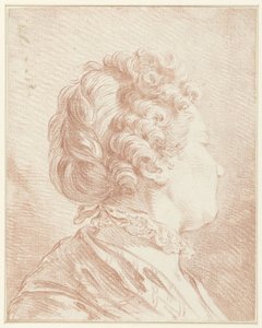 レースの襟をつけた右の女性の頭を見る 作： François Boucher (possibly)