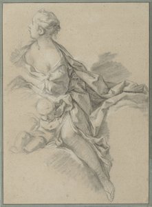 女性の研究 (Clytia); 「アポロンとクリティア」シリーズ「Les Amours des Dieux (1747-1750)」の 9 番目のタペストリー作品の準備習作 作： François Boucher (workshop of)