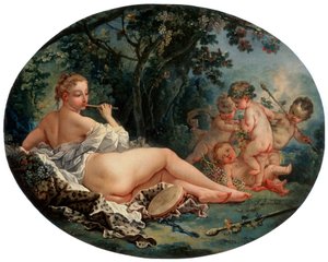 リードパイプを弾くバッカンテ、18世紀 作： François Boucher