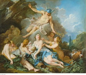 ブーシェ：幼子バッカスをニンフたちに託すマーキュリー、1732-1734年頃 作： François Boucher