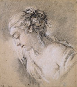 左横向きの少女の胸像、18 世紀半ば 作： François Boucher